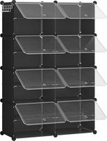 HOOBRO 8 pakopų batų stovas batų stovas 32 porų batų laikymo stovas 40x30x30cm vienam skyriui siauras su durimis plastikinis gyvenamasis kambarys miegamasis prieškambaris įėjimas juodas EBK28SC01G1