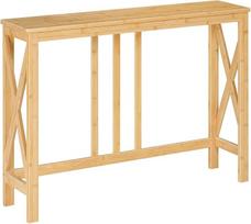 HOOBRO Bambuko konsolinis staliukas, siauras prieškambario staliukas mažoms erdvėms, sofos staliukas su X formos šoniniu rėmu, modernus prieškambario staliukas, 100 x 24 x 75 cm, skirtas įėjimui, svetainei, prieškambariui, natūralus EYL107XG01