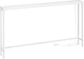 HOOBRO EWW145CXG01 siauras konsolinis stalas, 140 cm ilgio pagalbinis stalas, sofos stalas su įkrovimo stotele, prieškambario stalas, stalas už sofos, svetainė, prieškambaris, metalinis rėmas, baltas