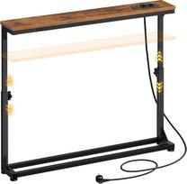 HOOBRO plonas konsolinis staliukas (15 cm pločio), reguliuojamo aukščio (63,5–83,5 cm), staliukas prie sofos su įkrovimo stotele, šoninis staliukas, staliukas prieškambariui, koridoriui, klasikinio stiliaus rudos ir juodos spalvos EBF95CXG01