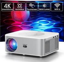 HORLAT 28000 liumenų 4K namų kino projektorius, "WiFi" 6 "Bluetooth" projektorius lauke, automatinis/4P lizdinės plokštumos koregavimas, 50 % priartinimo projektorius, projektorius su "YouTube" / "Prime Video