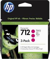 HP 712 3 pakuočių purpurinės spalvos 29 ml originali rašalo kasetė (3ED78A), skirta "DesignJet T650", "T630", "T250", "T230" ir "Studio" serijos didelio formato spausdintuvams ir 713 "DesignJet" spausdinimo galvutei