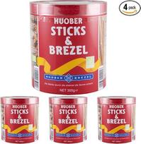 HUOBER „Bio Sticks & Pretzels“ – didelė skardinė su druskos lazdelėmis ir prekeliukais, 300 g (4 vnt. rinkinys)