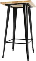 HUOLE valgomojo stalas Virtuvės stalas Mažas valgomojo stalas su mediniu stalviršiu Kvadratinis stalas Ąžuolinis stalas su metaline koja, skirtas svetainei Balkonas Valgomasis 60 x 60 x 110 cm - Medžio spalva