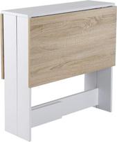 HUOLE valgomojo stalas, sulankstomas stalas su ratukais, rašomasis stalas, šoninis stalas, stalas su lentyna valgomajame, medinis, 103 x 76 x 73,4 cm (balta + ąžuolo spalva)