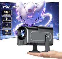 HY320 mini projektorius „Full HD“, palaikantis 4K, „Android“, skirtas naudoti lauke, su mobiliuoju telefonu, nešiojamas namų kino mini projektorius su „Wi-Fi“ ir „Bluetooth“, 1080p, 180 laipsnių pasukimas, nešiojamas projektorius, skirtas montuoti prie lu