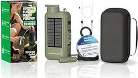HYDROSOLVE SolarPro lauko vandens filtras | Elektrinis, nešiojamas ir įkraunamas | 0,01 mikronų | Saulės/USB/Mains | Power Bank 5000 mAh | Stovyklavimui, žygiams, ekstremalioms situacijoms ir išgyvenimui (HYDROSOLVE SolarPro)