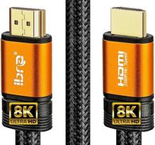 IBRA 8K / 4K HDMI kabelis, 8 m – itin didelės spartos 18Gbps HDMI 2.0b kabelis, palaikantis 4K@60Hz ir 8K@60Hz, suderinamas su „Fire TV“, „Ethernet“, garso grąžinimo funkcija, vaizdo raiška UHD 2160p, HD 1080p, 3D, PS3, PS4, kompiuterį – oranžinis