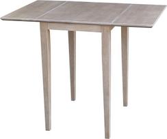 IC International Concepts, mažas medžio masyvo valgomojo stalas su lapais Iš tikro medžio masyvo, tvirtas parakas 91 x 55 x 73 cm Minimalus surinkimas Nuplauta pilka tupė