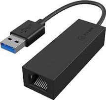 ICY BOX USB LAN adapteris, USB 3.0-Gigabit Ethernet tinklo adapteris, 1000Mbps, būsenos LED, juodas, 60498