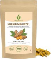 IDDA Žolelių kurkumų šaknys, sveikos, 400 g, džiovintos kurkumų šaknys | Curcuma longa, skirtos maisto gaminimui ir arbatos ruošimui, puikiai tinka žolelių arbatoms, nuovirams, sultiniams ir prieskonių mišiniams