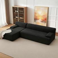 IDEALHOUSE „Boneless Cloud“ svetainės komplektas, 270 cm, kairioji šezlongo dalis, juoda | Modulinė L formos kordinė sofa, 270 cm, L formos kampinė sofa, gilus sėdimasis, kordinė apdaila, spyruoklinis įdėklas ir HR putos, vakuuminiu būdu suspausta, pilka/