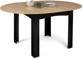 IDMarket "Dona" išplečiamas apvalus valgomojo stalas 4-6 asmenims Juodas buko efekto stalviršis 110-150 cm