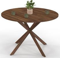 IDMarket - "Alix" apvalus valgomojo stalas 6 sėdimoms vietoms "Spider Base" riešutmedžio 110 cm