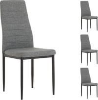IDIMEX „Nathalie“ valgomojo kėdės, 4 vnt. rinkinys, modernios virtuvės kėdės su pilkos spalvos audinio apmušalu, gražios valgomojo kėdės, juodo metalo rėmas, patogios minkštos kėdės