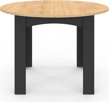 IDMarket - "Dona" apvalus valgomojo stalas 4-6 asmenims, juodas buko medienos stalviršis 110 cm