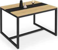 IDMarket - "Dover" stačiakampis valgomojo stalas 6 sėdimoms vietoms "Middle Stripes" juodas pramoninis dizainas 120 cm