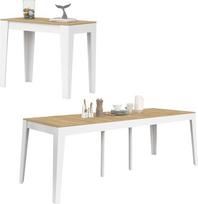 IDMarket - "Michel" išplečiamas konsolinis stalas 10 asmenų 235 cm Mediena, baltas ir buko efektas