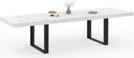 IDMarket - "Phoenix" stačiakampis išplečiamas valgomojo stalas 6-12 asmenų - marmuro efekto stalviršis - balta aliaska - 200-300 cm