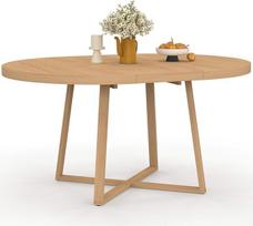 IDMarket - "Selma" išplečiamas apvalus valgomojo stalas 4-8 asmenims Medienos knygos efektas 110-150 cm