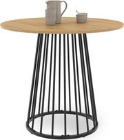 IDMarket - "Yuna" apvalus valgomojo stalas 4 asmenims su mediniu stalviršiu ir juodomis metalinėmis kojomis 80 cm