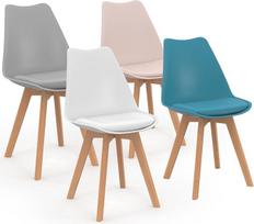IDMarket - 4 skandinaviškų kėdžių rinkinys "Sara Mix Colour Pastelinė rožinė, balta, šviesiai pilka, mėlyna