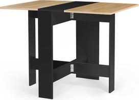 IDMarket - EDI sulankstomas konsolinis stalas 2-4 žmonėms Medinis juodas stalviršis buko spalvos 103 x 76 cm