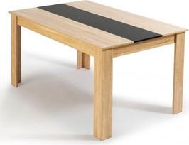 IDMarket - Georgia stačiakampis valgomojo stalas 6 sėdimoms vietoms, buko ir juodos spalvos, 140 x 90 cm