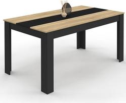 IDMarket - Georgia stačiakampis valgomojo stalas 8 asmenims Juodas su buko imitacija 160 x 90 cm