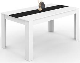 IDMarket - Georgia stačiakampis valgomojo stalas 8 asmenims, baltas ir juodas, 160 x 80 cm