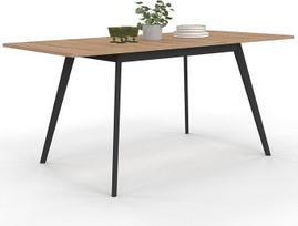 IDMarket - INGA Skandinaviškas išskleidžiamas stačiakampis stalas 4-8 žmonėms Medinis stalviršis Juodos kojos 110-150 cm