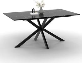 IDMarket - Stačiakampis stalas ALIX 8 asmenims su juodos spalvos staltiese ir platforma "effet marbre black" Aliaska 160 cm