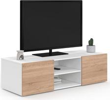 IDMarket - Televizoriaus staliukas 113 cm ELI su baltomis buko medienos efekto durelėmis