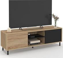 IDMarket - TV staliukas 140 cm Lengvas surinkimas be įrankių 2 dvipusės stumdomos durys Medžio ir juodos spalvos efektas