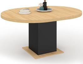 IDMarket – Ištraukiamas apvalus valgomojo stalas „Eden“, skirtas 4–8 žmonėms, medinis ir juodos spalvos, 120–160 cm