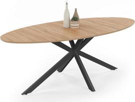 IDMarket – Ovalus valgomojo stalas „ALIX“ 10 asmenims, „Spider“ tipo kojos, medžio ir juodos spalvos, 200 cm