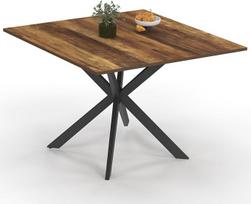 IDMarket – Kvadratinis valgomojo stalas „ALIX“ 8 asmenims, „voratinklio“ kojos, tamsaus medžio ir juodos spalvos, 110 cm