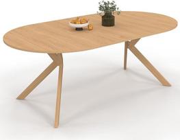 IDMarket – „Alix“ išsiskleidžiantis apvalus valgomojo stalas 4–10 žmonių, „voratinklio“ tipo kojos, medžio imitacija (buko), 110–200 cm