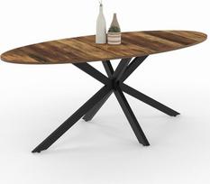 IDMarket – „ALIX“ ovalus valgomojo stalas 10 žmonių, „Spider Leg“, tamsaus medžio ir juodos spalvos, 200 cm