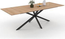 IDMarket – „ALIX“ išsiskleidžiantis stačiakampis valgomojo stalas 8–12 žmonių, su „voratinklio“ formos kojomis, medinis ir juodas, 200–240 cm