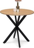 IDMarket – „ALIX“ apvalus valgomojo stalas 4 asmenims su „voro“ formos kojomis, medžio ir juodos spalvos, 80 cm