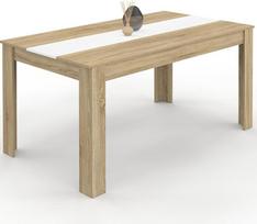 IDMarket – „Georgia“ stačiakampis valgomojo stalas 8 asmenims, imituojantis bukmedį, baltos spalvos, 160 x 80 cm