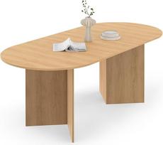 IDMarket – „Marthe“ išsiskleidžiantis ovalus valgomojo stalas 6–10 žmonių, medžio imitacija (buko), 160–200 cm