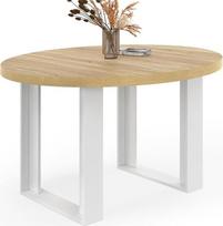 IDMarket – „Phoenix“ apvalus valgomojo stalas 4 asmenims, medinis ir baltas, 110 cm
