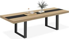 IDMarket – „Phoenix“ išsiskleidžiantis stačiakampis valgomojo stalas 6–12 žmonių, medinis su juodomis vidurinėmis juostomis, 200–300 cm