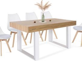 IDMarket – „Phoenix“ stačiakampis valgomojo stalas 6 asmenims, medinis ir baltas, 160 cm