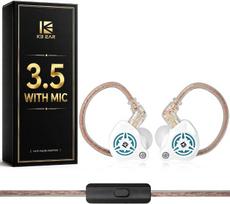 IEM, laidinės žaidimų ausinės, 1DD, Hi-Fi ausinės su nuimamu 2-pin C tipo kabeliu, skirtos žaidėjams ir muzikantams (baltos, 3,5 mm su mikrofonu)
