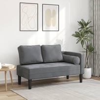IKAYAA Šezlongas tamsiai pilkas, su miego funkcija, vidaus poilsio sofa su porankiu ir juosmens pagalvėle, šezlongas svetainei, miegamajam ir biurui
