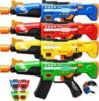 Įkraunamas lazerinio žaidimo rinkinys, žaislinis pistoletas vaikams ir suaugusiems, 4 vnt. daugiafunkcinių lazerinio žaidimo rinkinių su purškimo funkcija ir LED ekranu, linksmas žaislas vaikams nuo 8 metų – berniukams ir mergaitėms
