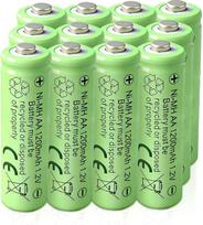 Įkraunamos AA baterijos, 1,2 V NiMH, 1200 mAh, 12 vnt. rinkinys